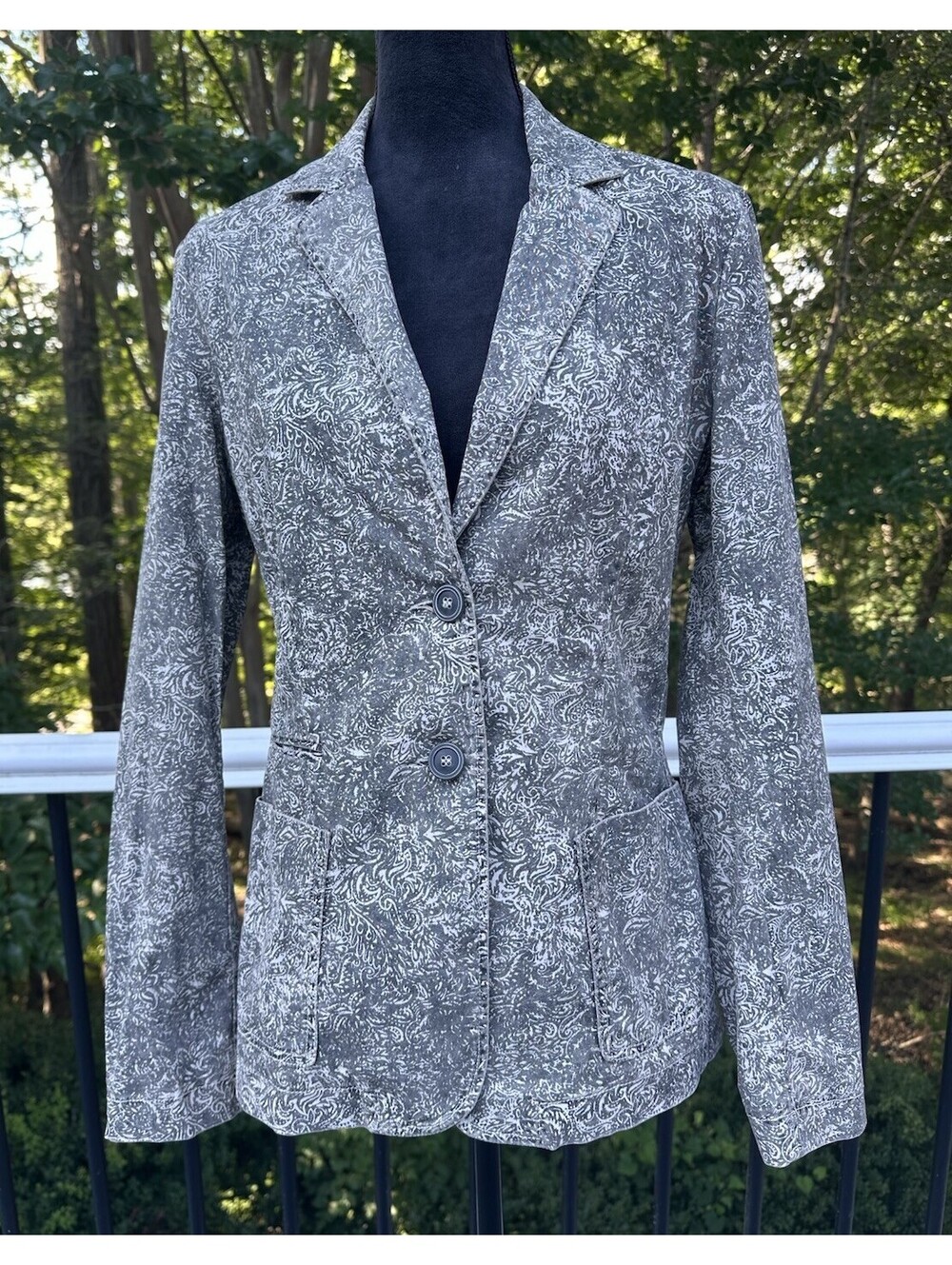 NWT Peruvian Connection Womens Blazer Jacket 10 Cotton Boho Collared Two Button